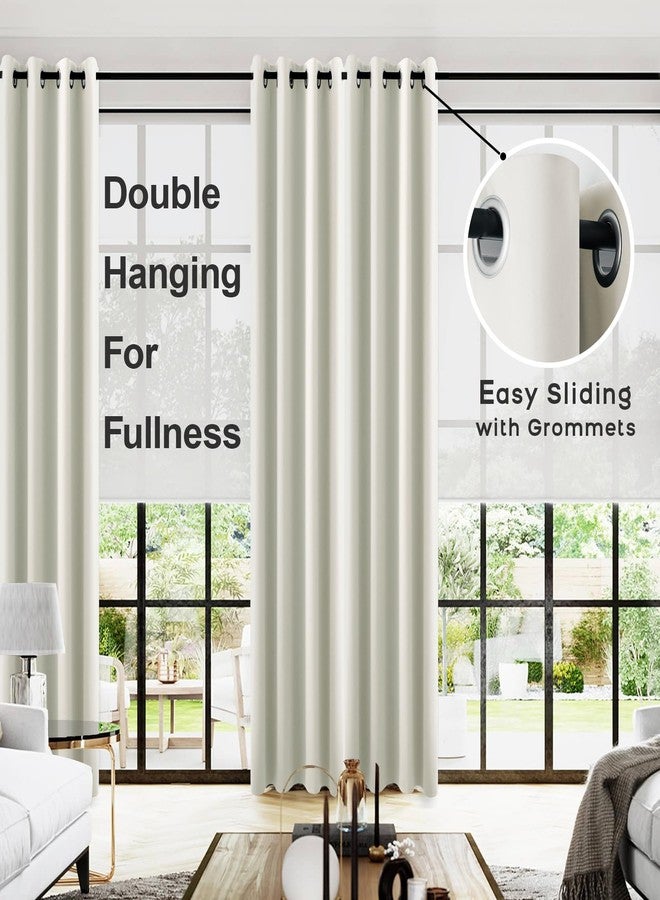 KOUFALL 102 Inch Extra Long Curtains for Bedroom Living Room,Blackout Room Darkening Grommet Thermal Thick Luxury Curtain Drapes for Sliding Glass Patio Doors,Set 2 Two Panels,102 In Length,Ivory/Cream Beige - Image 2